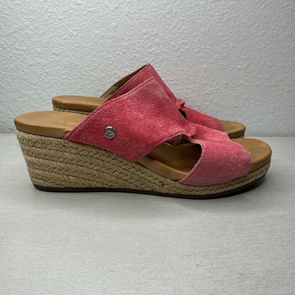 UGG Eirene Strawberry Suede Wedge Sandals